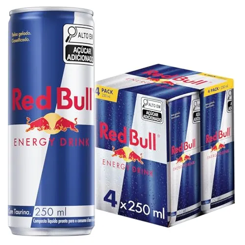 [ 40 LATAS | PRIME | + POR - R$ 5,63 Cada Lata ] Pack de 4 Latas Red Bull Energético, Energy Drink, 250ml