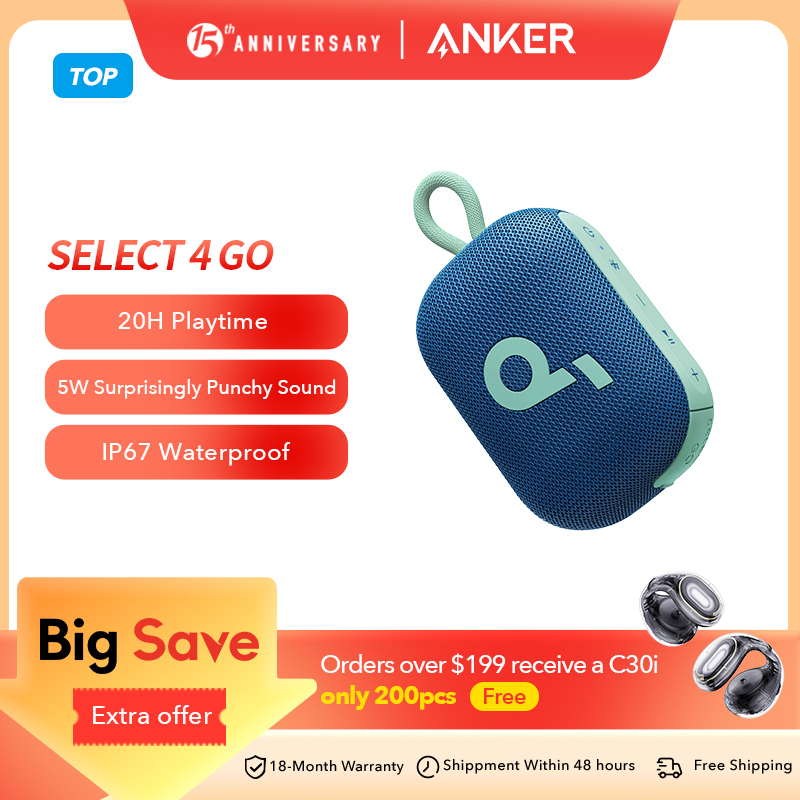 [R$113 Moedas/Taxa inclusa] Caixa de Som Portátil Anker Soundcore Select 4 Go - Resistente à água, 20h Bateria