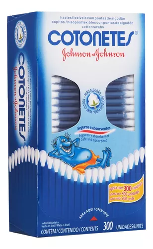 Cotonetes Hastes flexíveis caixa com 300 unidades Johnson & Johnson