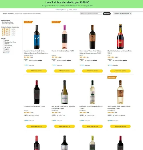 3 vinhos por R$ 79,90 - Semana do Consumidor