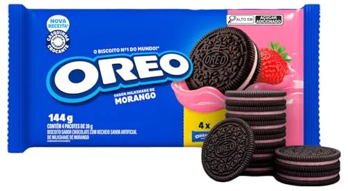 (+por- R$3,59 cada) Oreo Biscoito Recheado Milkshake De Morango Multipack 144G