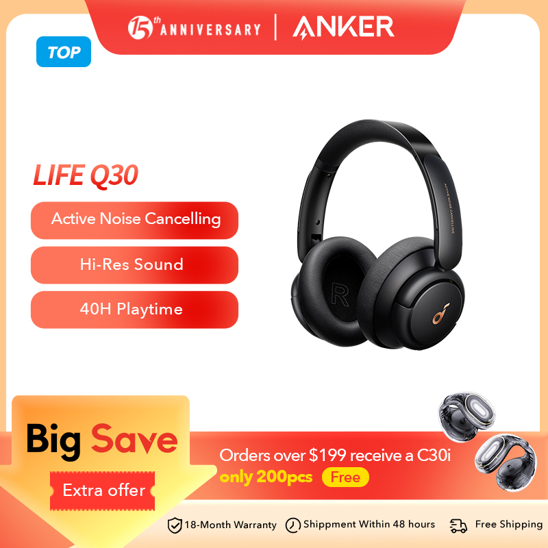 [TX INCLUSA] Anker Soundcore Life Q30 Headphone Bluetooth c/ Modos Múltiplos, Cancelamento de Ruído Ativo Híbrido, Som de Alta Resolução, 40H Reprod