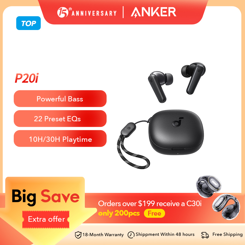 [R$106 Moedas/ BR] Fone de Ouvido Soundcore by Anker P20i , Sem Fio 30H, Bluetooth 5.3