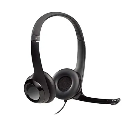Headset com fio USB Logitech H390 com Almofadas Confortáveis, Controles de Áudio Integrado e Microfone com Redução de Ruído - Preto