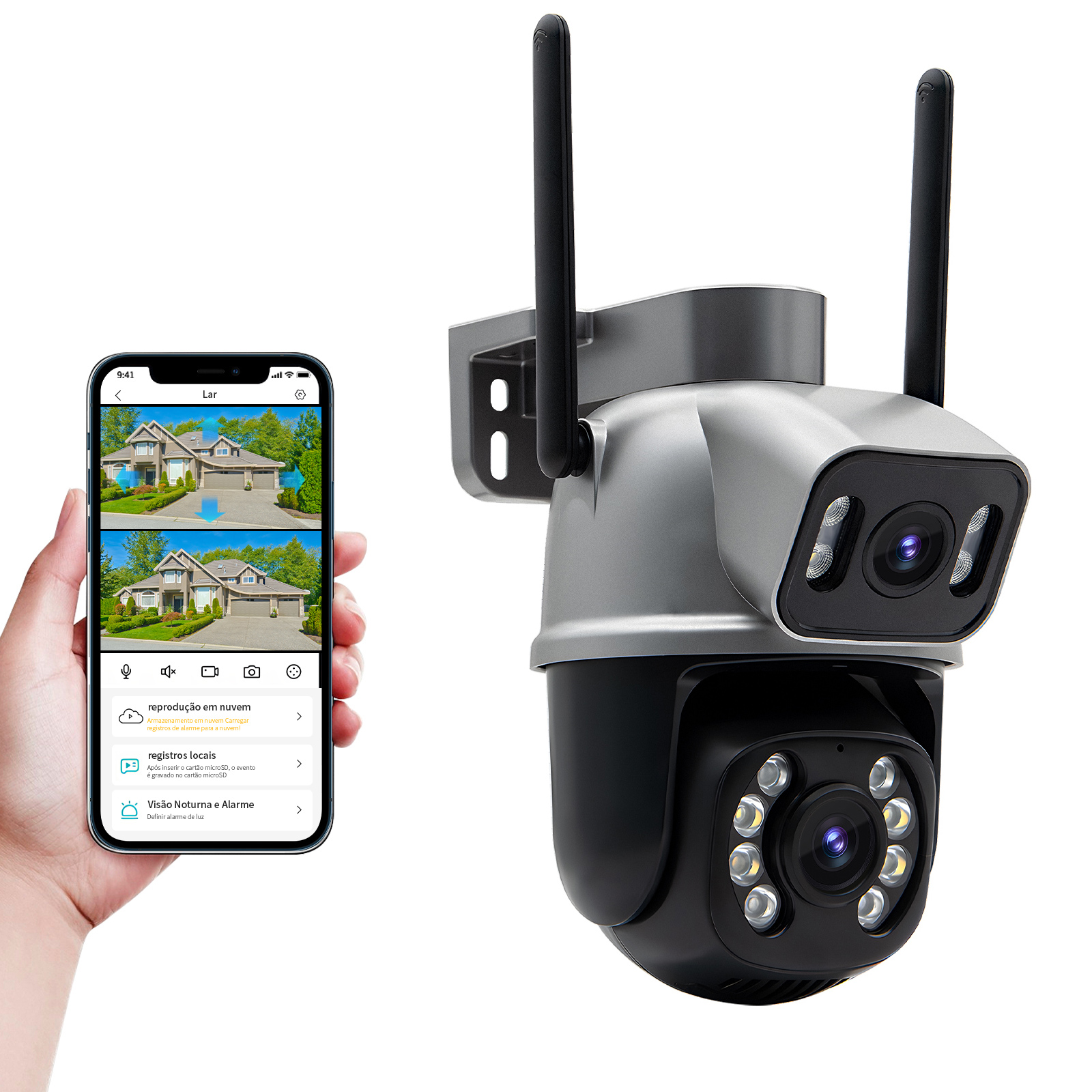 [R$81 Moedas] Coibeu Câmera de Segurança Wifi Externa Lente Dupla 3mp + 3mp