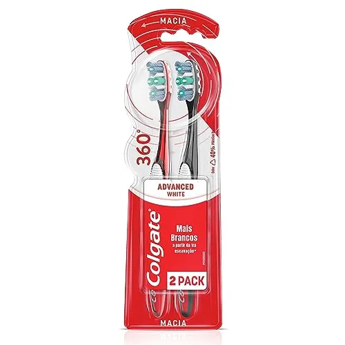 Escova Dental Colgate 360º Luminous White 2Unid Promo Leve 2 Pague 1, Cores Sortidas