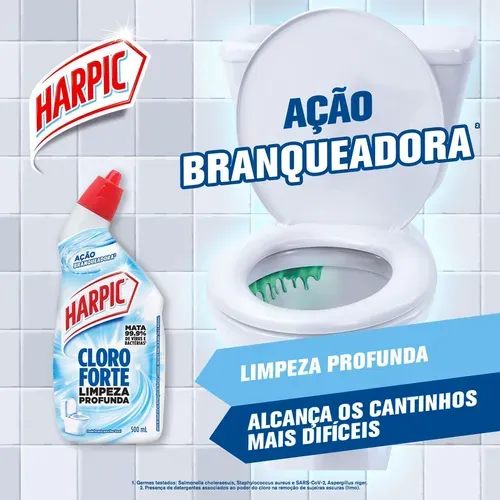 [ 10 Unidades | PRIME | REC | + POR - R$ 6,43 Cada ] Harpic Cloro Forte - Desinfetante Líquido, 500ml