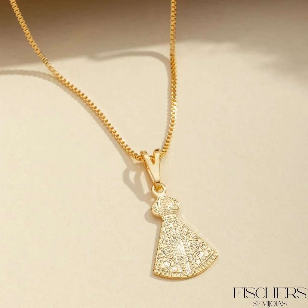 Colar Nossa Senhora Aparecida Banhado a Ouro 18k - Fischer Semijoias