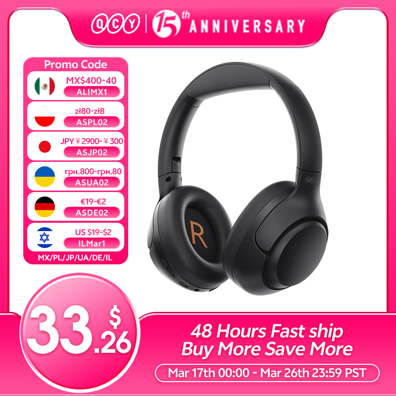 [Do Brasil] Fone de Ouvido QCY H3 Bluetooth 5.4 Over-Ear – Hi-Res, ANC Híbrido, 60h Bateria, Cancelamento de Ruído Ativo