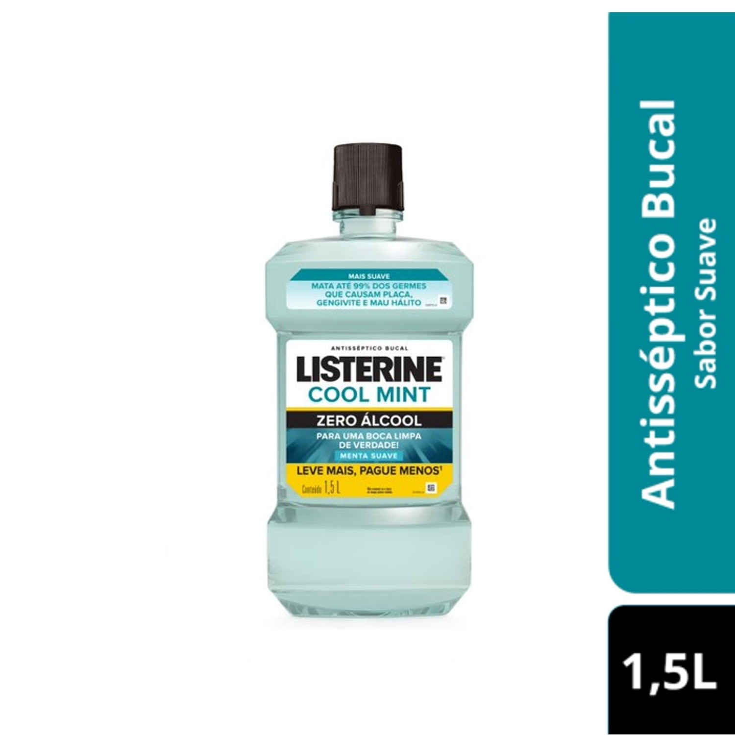 Enxaguante Bucal Listerine Cool Mint Zero Alcool Menta Suave Leve mais Pague menos 1,5L