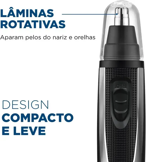 [ PRIME ] Aparador de Pelos Classic, Mondial, Preto/Prata, 0,8W, Bateria - TR-01