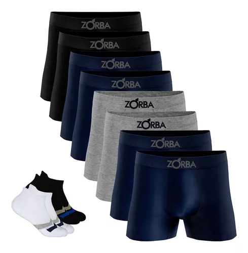 Kit 8 Cueca Boxer Zorba Algodão Adulto Masculino + 4 Meias