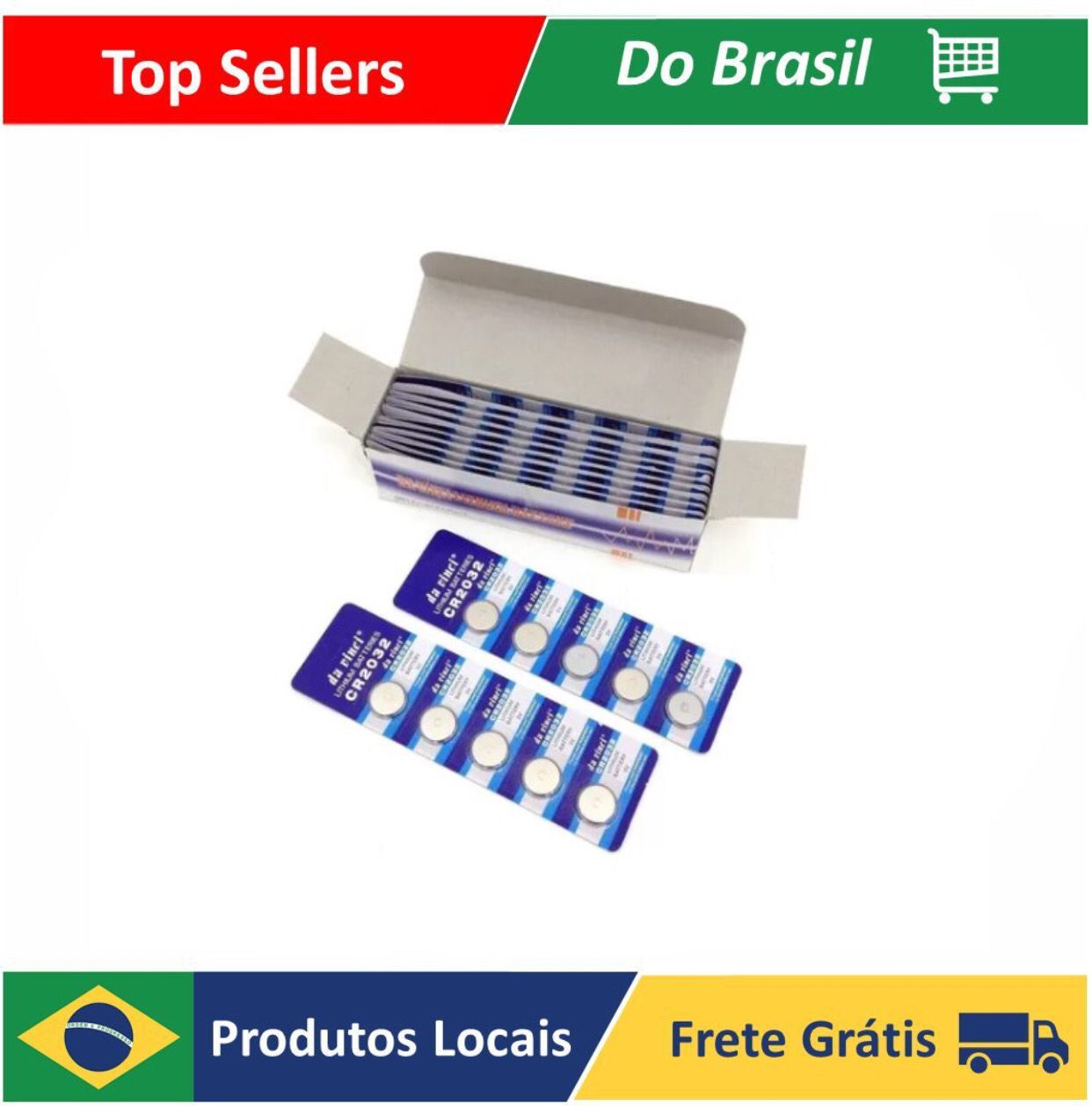 [R$0,80 - Unid/BR] Bateria De Lition Cr 2032 Suncom 50 Un Kit 10 Cartelas #Aliexpress 🇧🇷