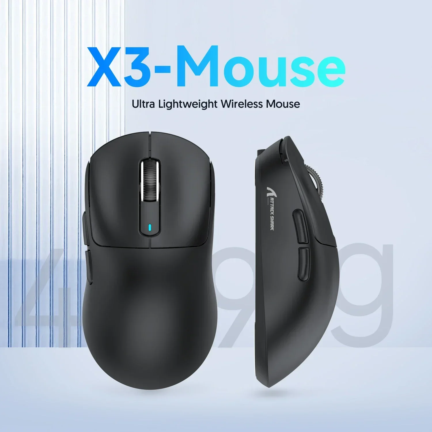 [R$135,42 "MOEDAS"/TAXA INCLUSA] Mouse Attack Shark X3, Sensor PAW 3395, Conexão Tri-Mode, 26000dpi, 650IPS, 49g