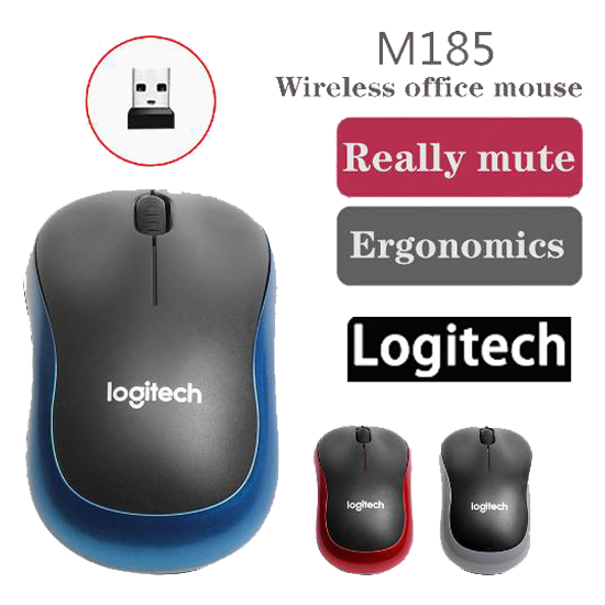 [Com taxa] Logitech-m185 mouse sem fio, receptor usb, 1000dpi, mudo, windows, mac