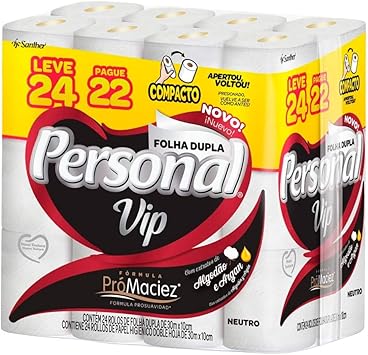 [Rec] Personal VIP - Papel Higiênico Folha Dupla, Branco 24 unidades (Embalagem pode variar)