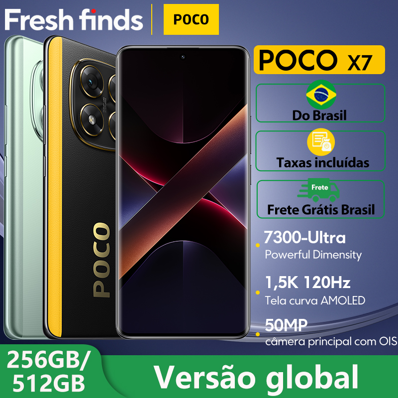 [ APP | Do Brasil | MOEDAS R$ 1.587 ] Smartphone Xiaomi POCO X7 , Tela 6,67" CrystalRes 1.5K FloW AMOLED Display Curvo, Carregamento Turbo 45W, NFC