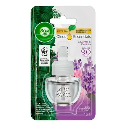 [Leve 05 Pague R$ 14,27 cada] Difusor Elétrico Bom Ar Lavanda e Gerânio Refil 16ml