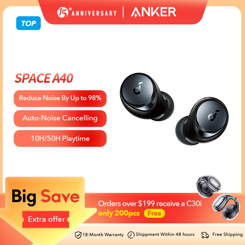[🇧🇷] Soundcore by Anker Space A40 Fones de ouvido adaptivos com cancelamento de ruído ativo