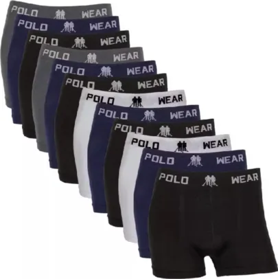 Kit 12 Cuecas Boxer Polo Wear Microfibra Sem Costura Masculina Cueca Box Adulto Confortável