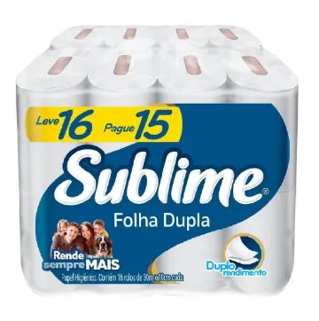 PAPEL HIGIÊNICO SUBLIME FOLHA DUPLA 30M L16P15 ROLOS