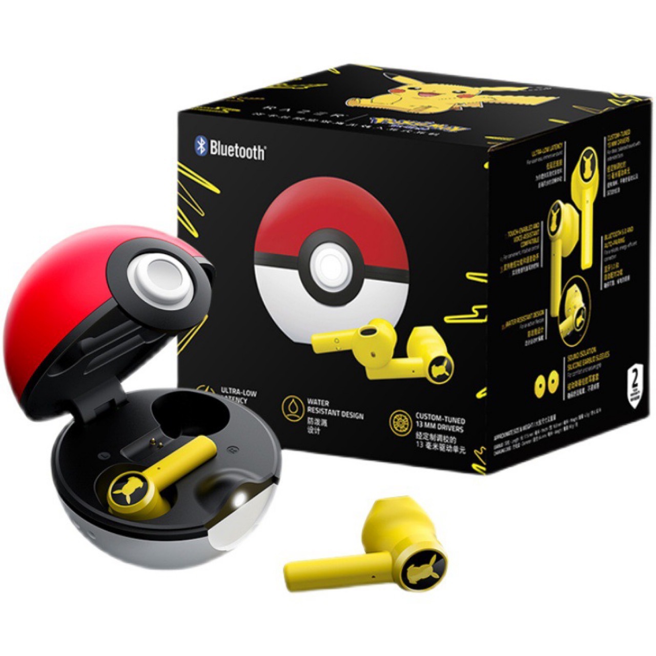 [Com taxa e Moedas 154] Pokémon Pikachu Fones De Ouvido Sem Fio, Bluetooth 5.0, Razer Sport, Redução de Ruído, Controle De Toque, Microfone