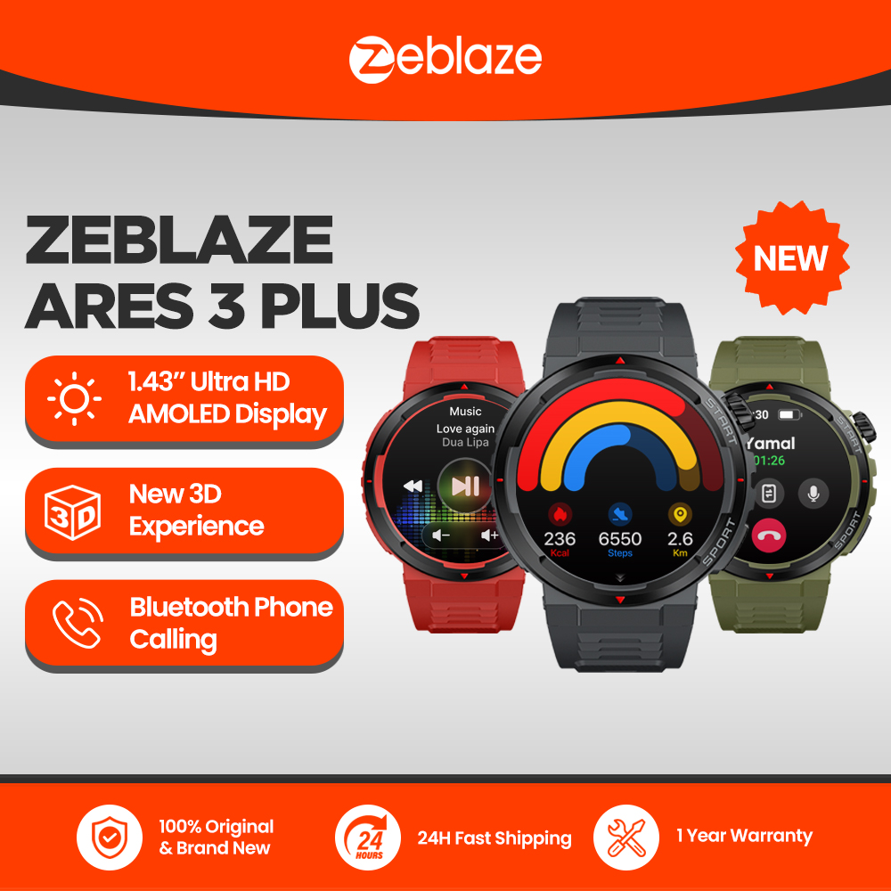 [Com Taxa] Smartwatch AMOLED Chamada de Voz Zeblaze Ares 3 Plus