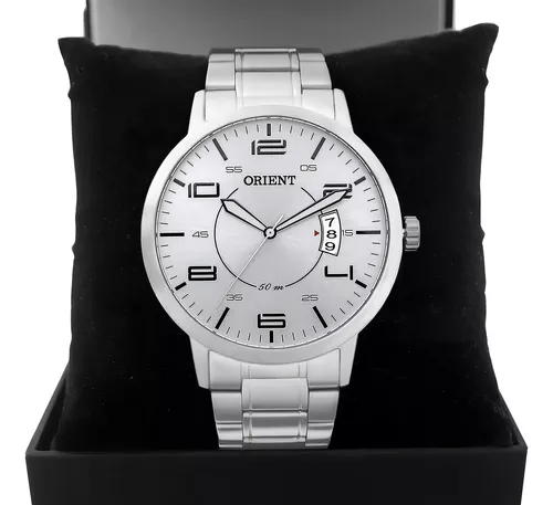 Relógio Masculino Prateado Orient Fundo Prata Mbss1381