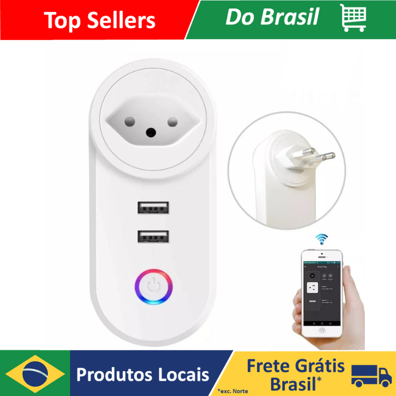 [Br] Tomada Wifi Inteligente Smart 16A Dois USB APP Automação Residencial - AliExpress
