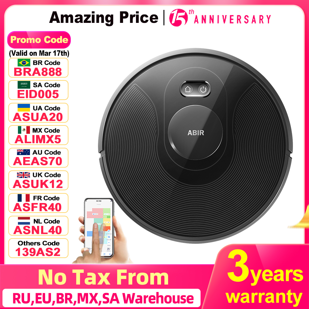 abir X8 Robô Aspirador De Pó, Sistema A Laser, Vários Andares Mapas, Zona De Limpeza, Área Restrita Configuração Para Casa Tapete Lavagem