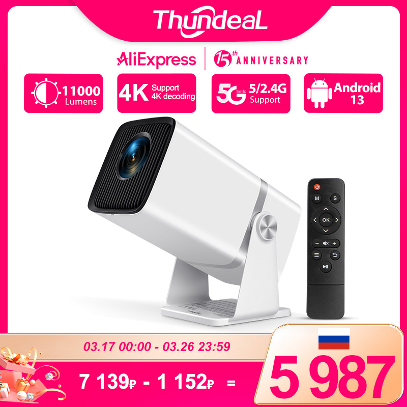 (NO BRASIL) ThundeaL 4K Projetor Full HD FHD TD80W Android WiFi 3DTD80 Projetor de feixe portátil Projetor - AliExpress