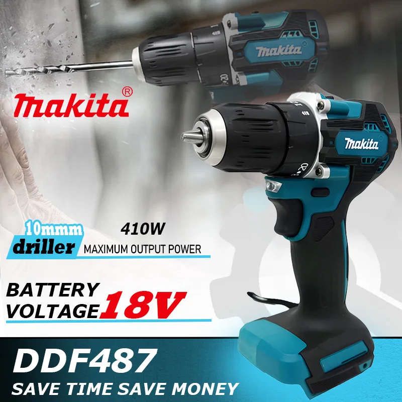 【Com Taxa 】Furadeira 18V Makita DDF487 Sem Fio - Motor Brushles, Não acompanha bateria