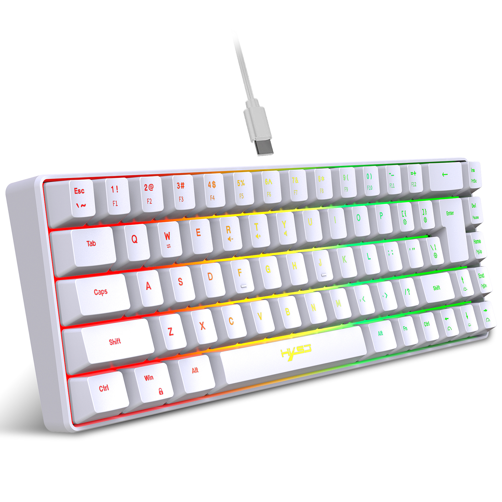 [Com taxa][Moedas R$ 96] HXSJ-V200 Teclado com fio Mini Gaming, K68 RGB Streamer, membrana sem gestos de 19 teclas, sensação mecânica para jogo
