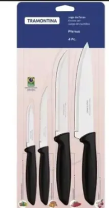[+ Por - R$ 21,55] Tramontina JOGO FACAS INOX 4PC PLENUS PRE, Preto