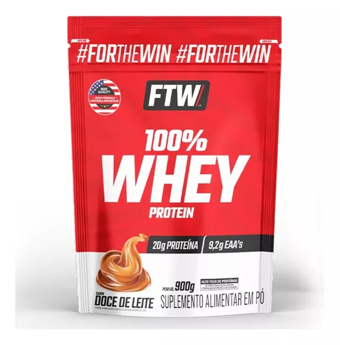 Whey Protein 100% Concentrado Refil 900g Sabor Doce de Leite - FTW