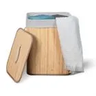 Cesto de roupa suja de bambu com tampa e alças 50 litros organizador lavanderia brinquedos