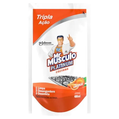 [REC] Mr Músculo Platinum Desinfetante Uso Geral Tripla Ação Laranja Sachê 400ml