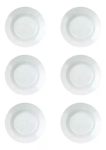 Jogo De Pratos Fundos 6 Peças Branco Duralex Opaline Vidro