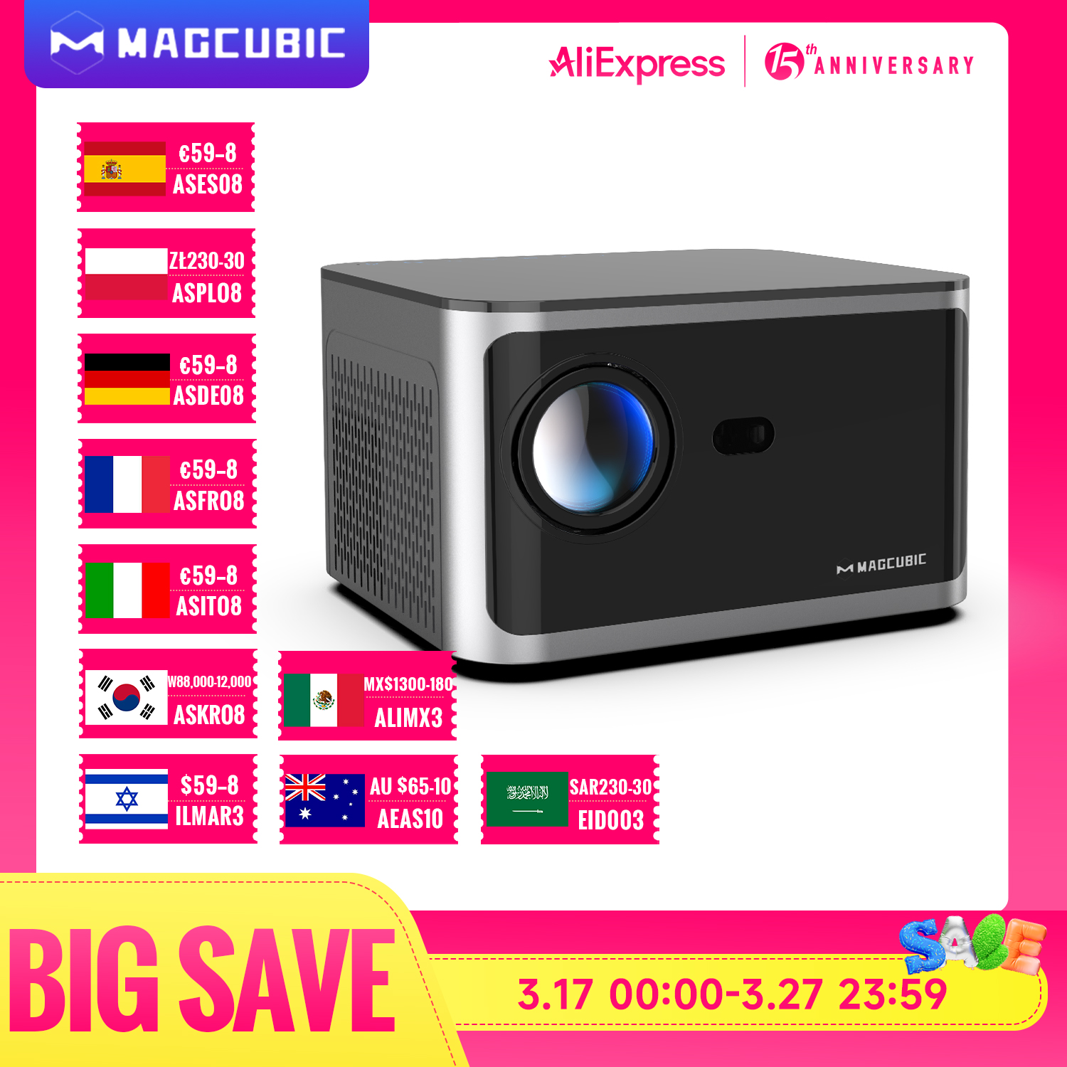 [Com Taxa/Moedas R$ 412] Projetor Magcubic 580ANSI Android 11 4K 1080P Wifi6