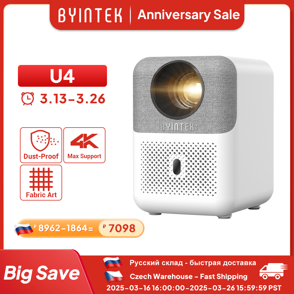 BYINTEK LOVE U4 Smart Mini Projetor de Home Theater 4K 1080P Vídeo Android WIFI para Cinema de Smartphone