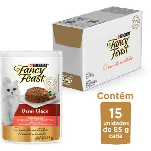 [15 unid. / R$4,53/cada] Ração Úmida Nestlé Purina Fancy Feast Sachê Demi Glace com Carne