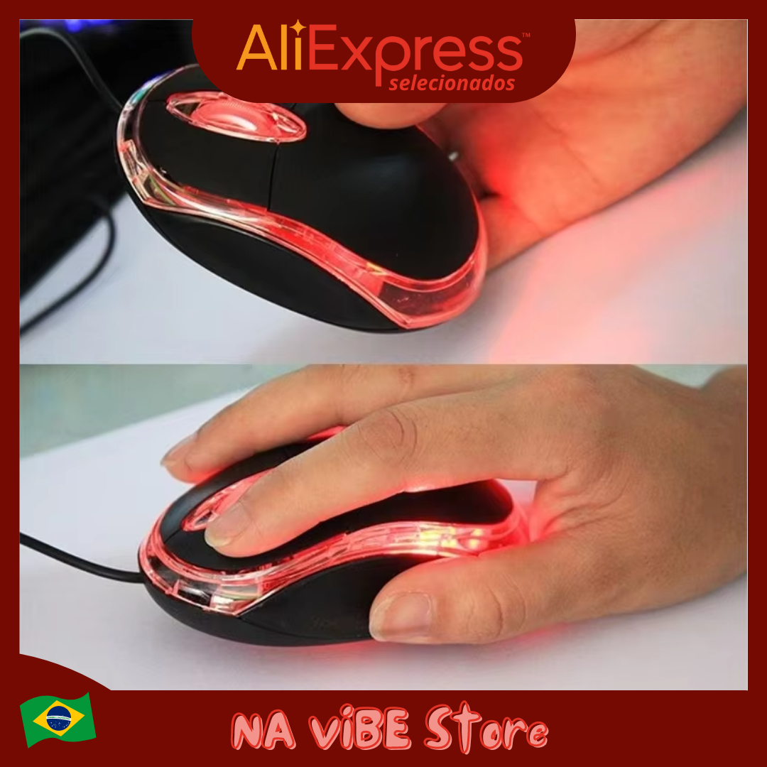 Mouse Óptico Com Fio HMaston Luz LED Ergonômico Alta Precisão