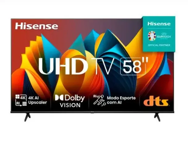 Hisense Smart TV UHD 4K 58 Polegadas 58A6K HDR10+ Dolby Vision Controle por Voz Compatível com Alexa