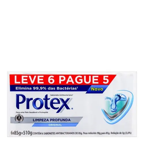 Sabonete em Barra Protex Limpeza Profunda 85g 6 unidades