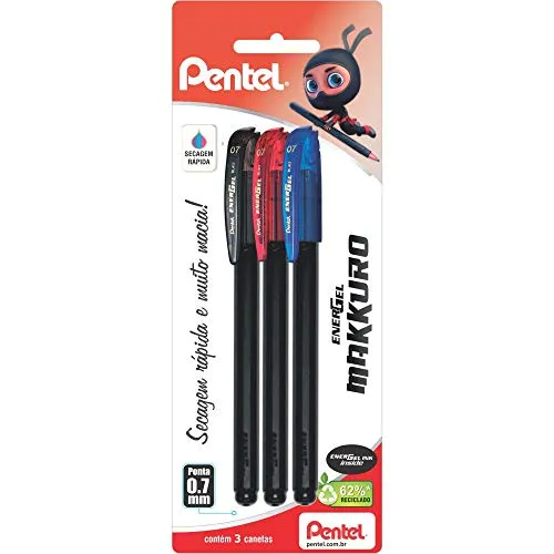 Pentel Caneta Gel Energel Makuro 0.7mm Kit 3 Cores SM/BL417-ABC