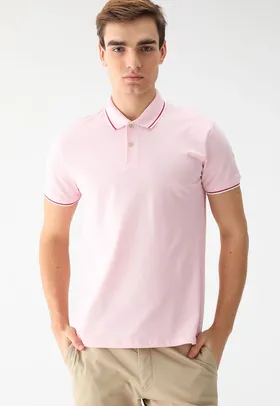 Camisa Polo Colcci Reta Logo Rosa
