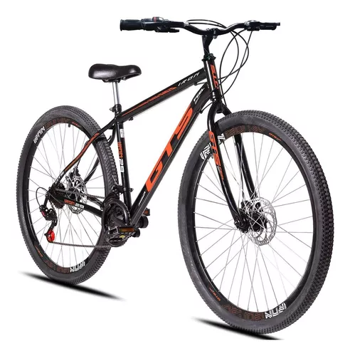 Bicicleta mountain bike GTS Feel Iron Aro 29 tamanho do Quadro 17 preto/laranja