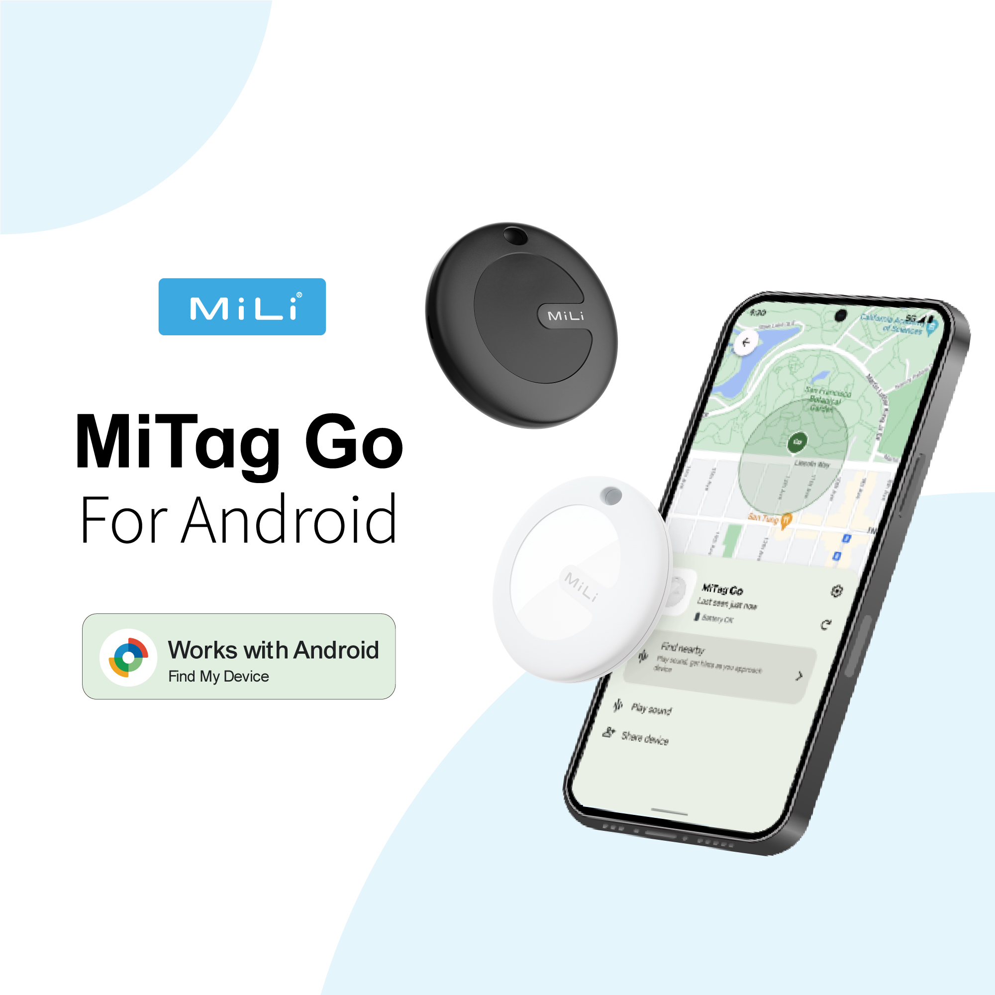 [Impostos Inclusos] Localizador Bluetooth MiLi MiTag Go – Compatível com Android e Google Find My Device