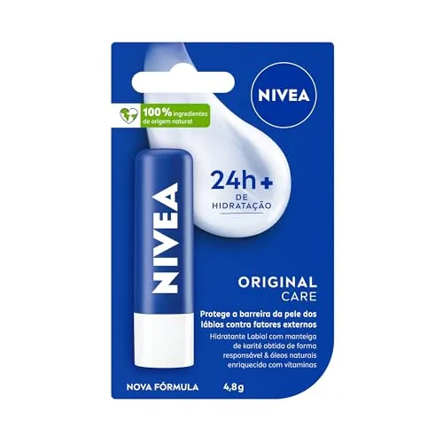 (REC)NIVEA Hidratante Labial Original Care - Com Manteiga de Karité & Pantenol, hidrata por 12 horas oferecendo proteção - 4,8g