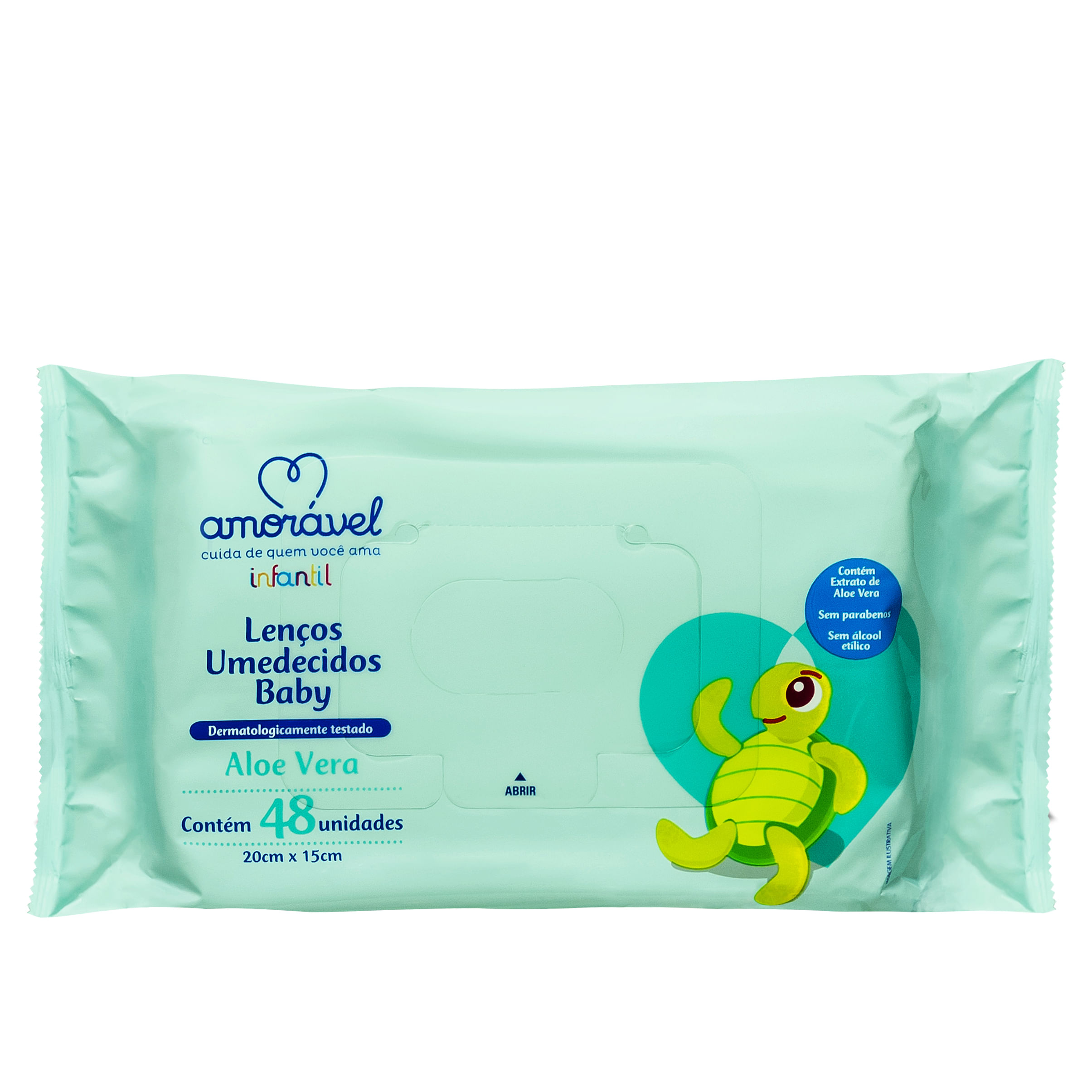 Lenço Umedecido Amorável Baby Aloe Vera Com 48 Unidades